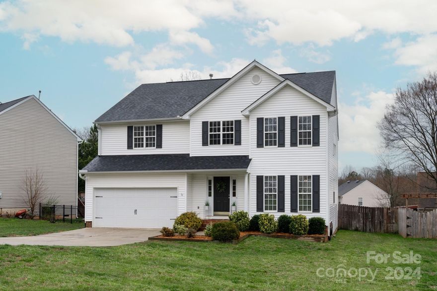 Beautiful, move-in ready home in desirable Waxhaw. Lots of upgrades to include new dropzone, wide plank walnut floors throughout main living area & custom wainscoting. Open concept kitchen/great room to include stainless steel appliances, granite counters, custom backsplash & gas fireplace. 2nd floor primary suite w/vaulted celing, walk-in closet, luxury bath featuring whirlpool tub, granite vanity & separate shower. 3 additional, spacious bedrooms and upgraded bath complete the 2nd floor. Flat, fenced yard with large deck. No HOA. Fresh paint on interior and exterior. Close proximity to downtown and all the amenities that Waxhaw has to offer!