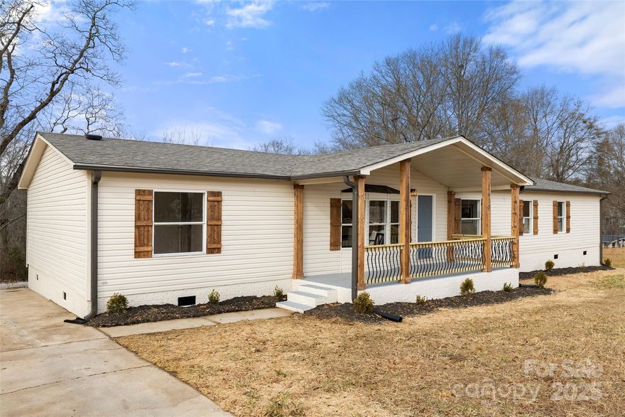 This home sits on 1.44 acres and has been fully updated, including a new roof, new HVAC, and a new water heater. Inside you’ll find new LVP flooring throughout, recessed lighting, and fresh paint. The kitchen has been completely redone with white shaker cabinets, quartz countertops, a tile backsplash, stainless steel appliances, and a single-basin sink with a garbage disposal. The living room features a fireplace and multiple windows that bring in natural light. The home offers three official bedrooms, plus a fourth room that can be used as a bedroom, office, or flex space. All three bathrooms have been fully updated. The primary bathroom is spacious and includes a large walk-in tile shower. Outside, there is a covered front porch, a deck overlooking the property, and a storage shed for extra space. With modern updates already completed and major systems replaced, this home is ready for its next owner.