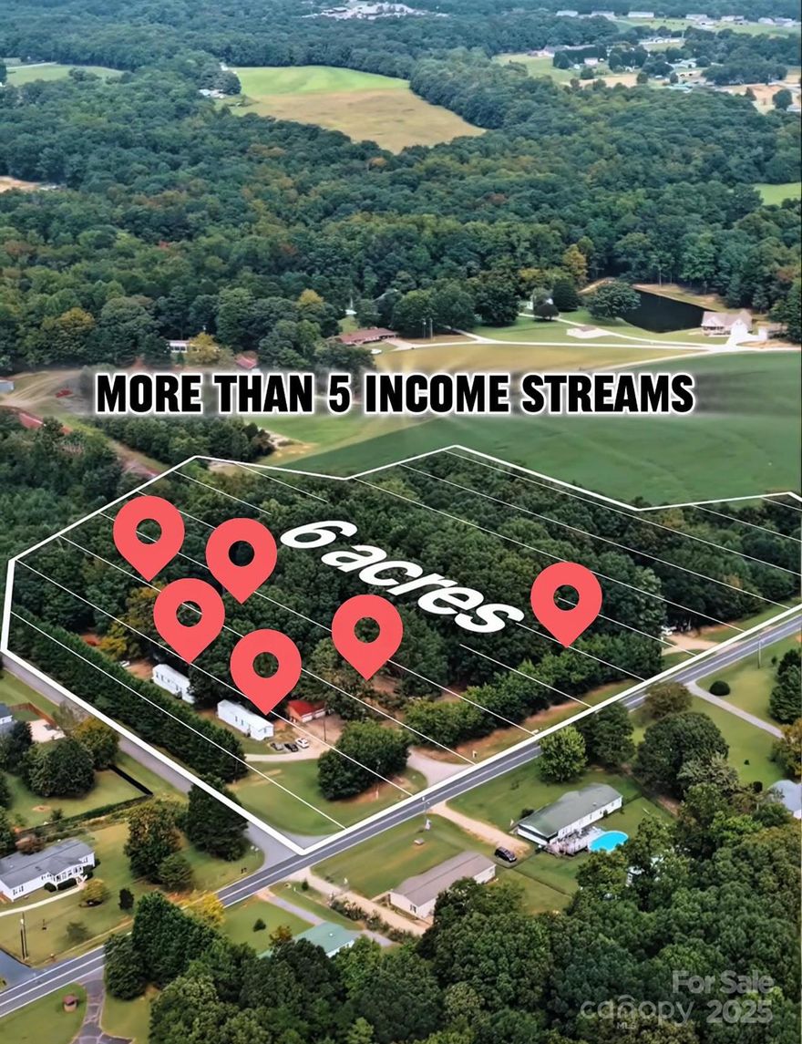 A truly unique opportunity in Kannapolis! This property combines the comfort of residential living with exceptional income-producing properties . Nestled on 6 acres of peace and privacy, you’ll find a well-maintained 3-bedroom, 2.5-bath home along with 5 mobile homes on-site. A brand-new septic system has just been installed for the primary residence.

The main home itself offers a finished basement that could serve as a separate living space. The oversized 3-car garage is fully equipped with HVAC, electrical, and water, is perfect for a workshop, or future projects. Beyond the existing improvements, this expansive lot provides possibilities, making it an ideal choice for buyers looking to build their wealth portfolio or retire comfortably 

Whether you’re seeking space to enjoy the land or a property with endless avenues for income and development, this hidden gem is unlike anything else in the area. Schedule your showing today!