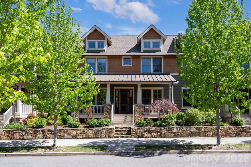 Tucked along a picturesque street in The Village of Cheshire, this bright and beautifully maintained 3-bedroom, 2.5-bath Craftsman townhome is a rare opportunity—ideal as a full-time residence, a peaceful retreat, or an income-producing investment rental property. Offering exceptional value in one of Black Mountain’s most welcoming and scenic neighborhoods, the home's inviting main level features an open, light-filled layout with hardwood flooring throughout, complemented by a large covered front porch and a spacious private courtyard with a new tile floor—perfect for relaxing or entertaining. Upstairs, the primary suite captures lovely mountain views, while two additional guest bedrooms and a second full bath provide ample space for friends or family. The home was freshly painted inside and out in 2025, with new carpeting in the bedrooms and on the staircase. A thoughtfully redesigned laundry room adds convenience and functionality, and the home includes a two-car attached garage. The peaceful Cheshire community offers walking trails, a central park with flowing stream, and popular restaurants and market— you can walk to lunch, dinner, or for a morning coffee. Also a short walk away from the Y, a modern fitness facility with indoor pool, and a racquet club with indoor and outdoor pickleball courts. Conveniently located less than a mile from I-40 and downtown Black Mountain, this attractive townhome combines charm, comfort, and accessibility.