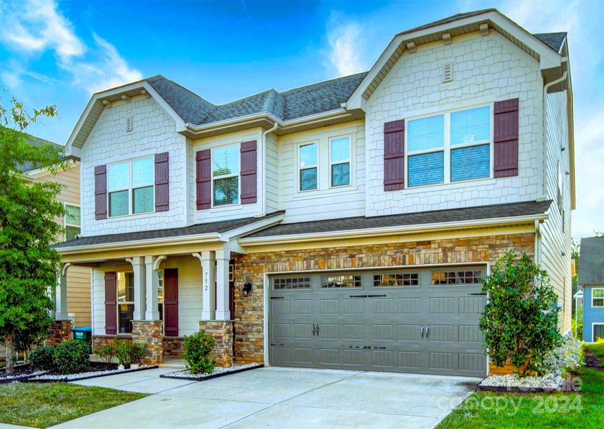 Beautiful Cal Atlantic Built home with all the custom upgrades and finishes at Oakland Pointe Community. This 5 Bed-4 Bath features a formal dining room with coffered ceiling and upgraded lighting, French door office, a guest bedroom, full bath, huge open gourmet kitchen featuring luxurious granite countertops and backsplash. The kitchen opens to a living room with a built-in gas fireplace hardwood floors cover the main level with ample natural light. Step outside to the large, covered porch, Upstairs has a loft area and oversized primary suite, complete with a coffered ceiling and a large sitting area. The custom en-suite bath offers a spa-like experience. Additional spacious 3 bedrooms and 2 full baths provide ample space for family and guests. The home is equipped with water softener & filtration system for premium water quality, irrigation system in front and backyard. this home offers convenient access to local amenities like the Anne Springs Close Greenway.