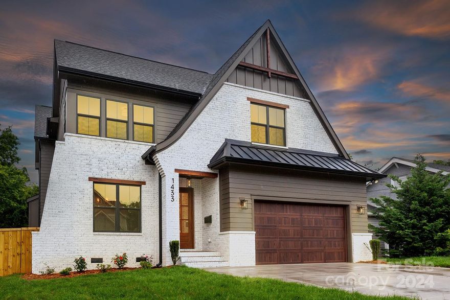 Luxury new build, just blocks from the Plaza Midwood Business District. Tucked on Belle Terre Ave., right off of Thomas, this home puts you in the heart of it all. Fantastic curb appeal combining whitewash brick & dark siding. Inside, the light-filled foyer leads to a stylish study/home office & to the spacious living room w/beamed ceiling & gas fireplace. It opens to dining & kitchen, w/white cabinetry, an accent island, counter-depth refrigerator, drawer microwave & 36' Thermador range. There's a walk-in pantry, plus a drop zone & 1 of 2 laundries. Primary bedroom on the main, w/vaulted ceiling, custom closet & luxurious bath w/zero entry shower & soaking tub. Upstairs, there are 4 more bedrooms & 2 baths, plus a 2nd laundry. Oak flooring & tile throughout, no carpet. 10 foot ceilings down/9 foot up, plus great window placement for natural light. Relax on the 224 sq. ft. screened porch wired for tv, and overlooking fenced backyard. 2-car garage & driveway parking. Welcome home!