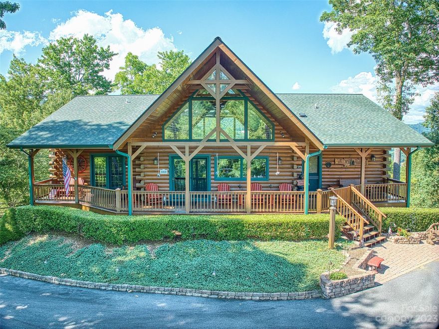 Panoramic mountain top views, rolling hills and lush forests surround the property. Enjoy views from 3 different outdoor living spaces. Chalet styled log home is a turnkey property boasting 3,098 SQF, 3 bed, 3 baths, gourmet kitchen, laundry, with an entertainment level just waiting to welcome your guests. The well maintained and manicured property is in the sought after Campbell Mountain gated community. This unique home has an ideal location with easy access to many local attractions: river rafting on the Nantahala River; skiing at Cataloochee; zip lining; shopping/local entertainment in Asheville, Waynesville, Maggie Valley; and only 1 ½ hours’ drive to Cherokee 's Harris Casino NC, Gatlinburg/Pigeon Forge TN. The possibilities are endless enjoy this luxury mountain home yourself, or own a property with immediate investment potential, as an upscale mountain vacation rental!