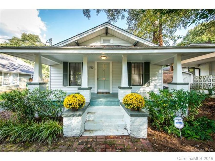 Absolutely charming bungalow conveniently located near Plaza Midwood and NoDa. Tons of original character in this updated home. Large rocking chair front porch has wonderful columns and overlooks a quiet tree lined st. Traditional craftsman trim throughout w/ oversized base boards and dark/rich hardwoods (which are newly refinished). Freshly painted with designer colors really make this home a stunner. Private and large backyard w/ deck makes for a great space to BBQ, relax, or entertain guests.