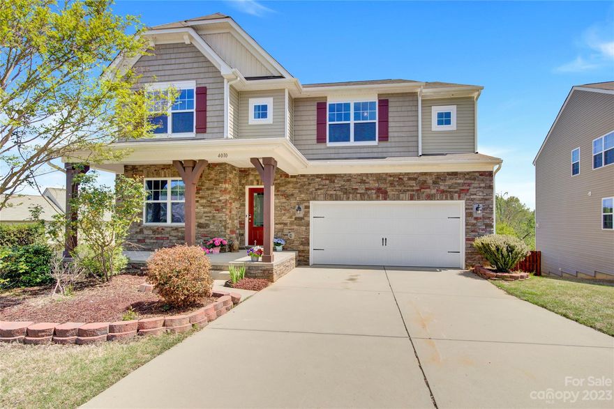 This is a spacious 5 bedroom, 4.5 bathroom single-family home located in Almond Glen, minutes from I-77/485, Ballantyne, and Pineville shopping. The home sits on large lot on cul-de-sac and features a home office, formal dining room, open family room, kitchen with stainless steel appliances and ample storage, a guest suite with a dual vanity bathroom and separate powder room, a master suite and three additional bedrooms with walk-in closets, a huge loft area for entertainment, a big deck, a stamped concrete patio, a large front yard, and an attached 2-car garage. This house has been freshly painted and also has new LVP and carpet installed. The best part is the 1,500+ sqft unfinished basement with rough plumbing and framing, perfect for designing a space for family needs.