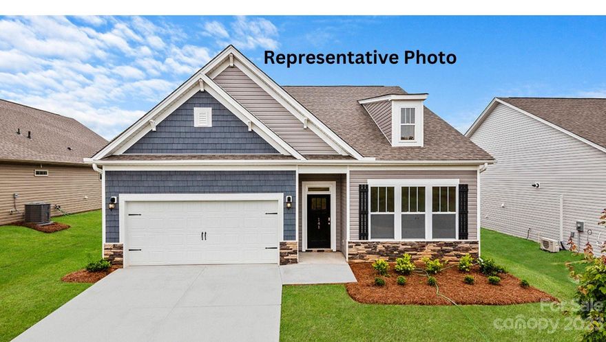 Open Concept NEW CONSTRUCTION ranch plan with tons of upgrades! This one-story ranch boasts of a beautiful dining room connected to Gourmet Kitchen furnished with White Cabinets, Quartz Countertops, Double Wall Oven, Large Island, and Gas Cooktop, all opening to an open breakfast area and family room with gas fireplace. Two additional bedrooms, full bath completes the one-story living space. Relax on your covered back porch. Minutes from Lake Norman State Park and quaint downtown Troutman, you will never be too far from home with our industry-leading suite of smart Home Is Connected® products, keeping you connected with the people and place you value most. On Demand Tankless Water heater and "Home is Connected" Package is included.