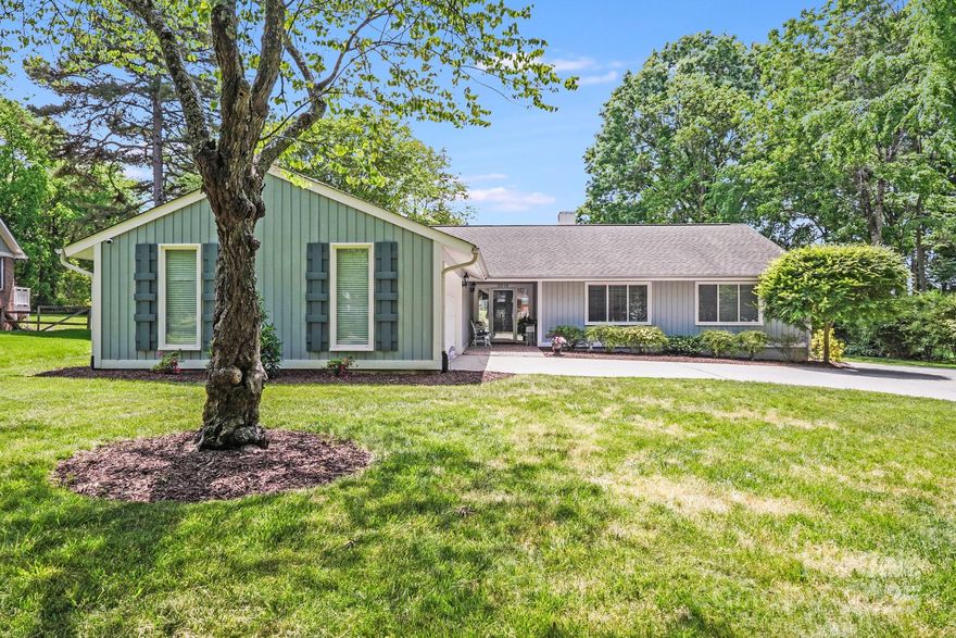 Location, Location, Lifestyle! Contemporary gem on a quiet cul de sac in the sought after Ridgeloch neighborhood. Experience one level living in this stylish move in ready home with a coveted view of Cedarwood Golf Course. The open floor plan with a vaulted great room features floor to ceiling windows offering a seamless blend of indoor and outdoor living. There are nice built-ins on each side of the fireplace.  French doors in the primary suite provide easy access to the gorgeous back yard. The primary bathroom remodeled with custom vanity, tile and luxury finishes creates a spa like experience. The secondary bedrooms are spacious and feature custom California closets. Enjoy peaceful sunsets on the new custom paver patio watching the golfers tee off the 11th tee box. The Arboreteum Shopping Center is easily walkable with all of its shops and dining. This location is halfway between Matthews and Pineville, close to 485 and a easy drive to uptown making it a prime spot to call home!