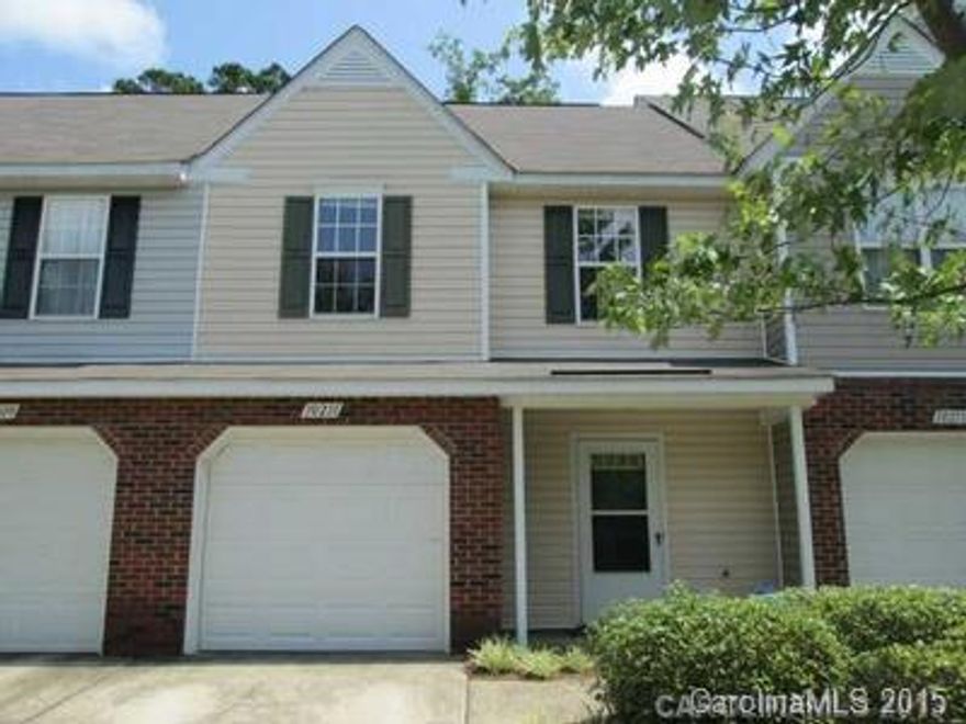 BRAND NEW HVAC!!!  Great University City area location!  Easy access to I-485 and only minutes to UNCC.  Lowest priced in complex with a 1 car attached garage! Tranquil setting, tree-lined street by the quiet common area with gazebo and fountain. Walk to the pool! 2 master bedrooms featuring cathedral ceilings with full private bath each, ideal for roommates. Gleaming laminate Hardwoods throughout the main and second floors.  Newer flat cooktop and microwave just installed.  MOTIVATED SELLER!