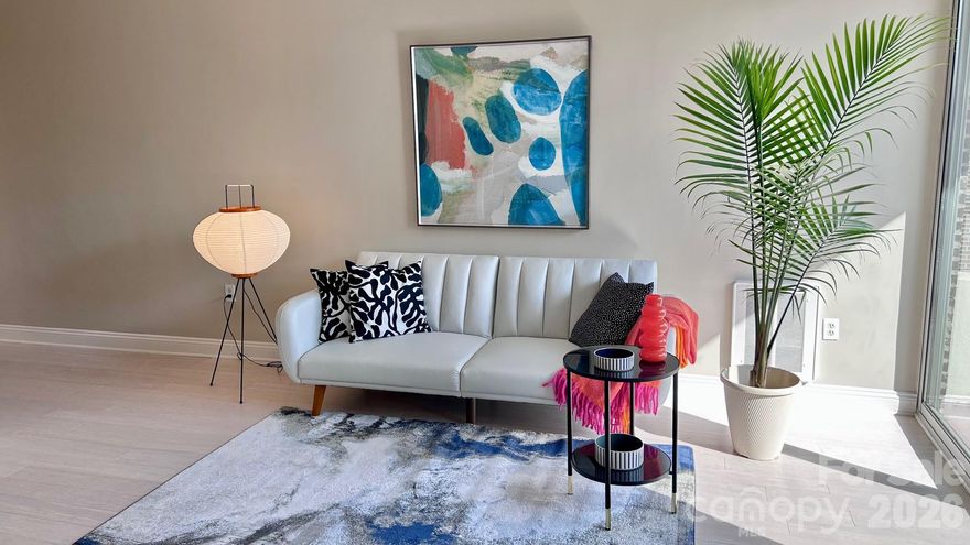Stylish studio living at The Kimberlee. This beautifully updated studio is in one of Charlotte's most distinctive mid-century modern buildings now on the historic register.  Step inside to find new eco friendly bamboo flooring, fresh paint and a moveable island for flexibility. As a Kimberlee resident,  you will have access to an array of amenities including a pool, fitness center, garden plots, an expansive skyview room with great views, a storage unit on the lower level and a $60/night guest suite for visitors. Right outside this secure building is a private pedestrian bridge that take you over to the many shops and restaurants in Park Road Shopping Center. For recreation, the Little Sugar Creek Greenway is just around the corner.  The HOA dues include property taxes, water/sewer. basic cable & Wi-Fi.  This is a co-op,  so it is cash only with no rentals.  This studio isn't just a home--it's a lifestyle of community, convenience, timeless design and a great value.