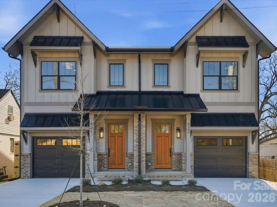 Impeccable and chic, this new-build LOSO townhome residence located at 431 W. Peterson is the epitome of modern elegance! Upon entry you will discover a sophisticated 3-bedroom, 2.5 bath interior that shows more like a single family homes than a typical townhome complete with tall ceilings/doors and custom millwork throughout. Undoubtedly The 1st thing you will notice are the real solid white oak floors that are throughout both floors of the home. Show off your skills in the entertainer’s kitchen, featuring a massive multi-seater quartz waterfall island, high-end stainless steel appliances, custom made range hood, and beverage fridge. Off the kitchen is a custom walk in pantry. In the light and bright main living area you will love the gorgeous accordion style sliding doors to your covered screened porch which allows a seamless flow from the warmth of the living room’s sleek linear gas fireplace which is surrounded by custom built in shelving.  Among the comfortable bedrooms, the primary suite steals the show with a sun-soaked soaking tub area, breathtaking custom walk-in closet, and spa-like ensuite showcasing a rainfall shower and stand alone soaking tub. With a screened-in covered rear porch and 8 foot tall fully fenced backyard, you’ll have plenty of privacy and space for outdoor celebrations while enjoying watching TV and entertaining during any season. Premium perks include tankless hot water heater, and an attached 1 car garage with epoxy floors. This coveted Southend location is walkable to Olde Mecklenburg brewery, cats light rail, etc. Come take a tour of this new construction Iconic Builders home before it’s too late.