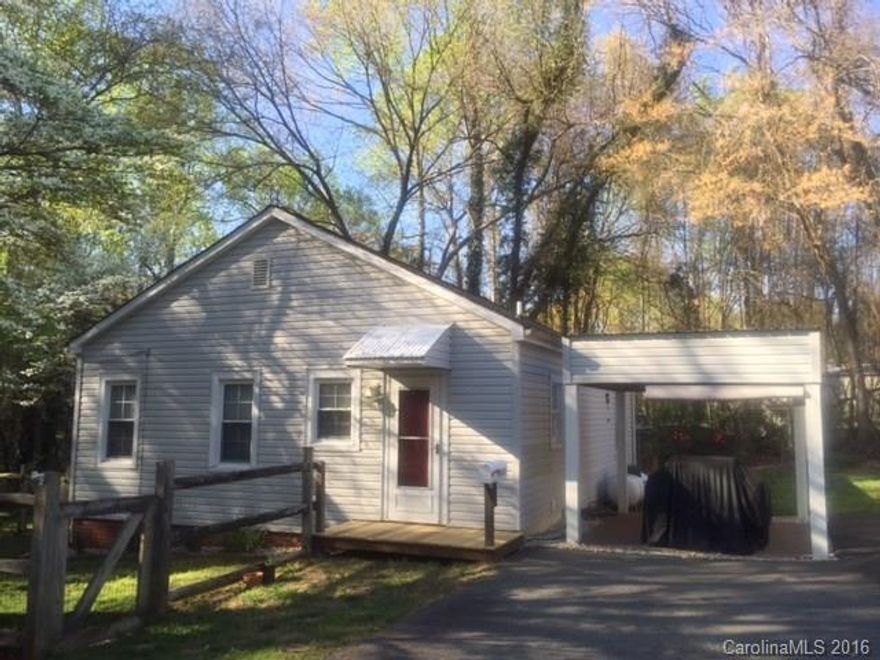 Two bedroom, 1 bath home for rent in downtown Mooresville. Partially fenced yard, patio and 2 outbuildings.