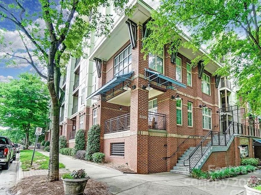 This 2 bed 2 full bath condo is close to all the action in Uptown! It's a short walk to Bank of America Stadium, Charlotte FC Soccer, and Knights Baseball. The living room has beautiful hardwood flooring and large windows that let in tons of natural light, spacious kitchen with lots of counterspace and a pantry, good size bedrooms, and updated bathrooms. This home has a covered balcony that can be enjoying all year round! Secured building with gated garage and 1 assigned parking space. Pets are conditional. If approved, there is a $25 per month per pet fee that applies. Washer and dryer provided for tenant convenience.