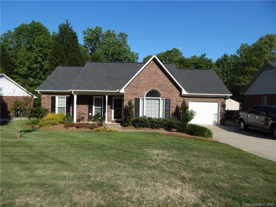 Very well maintained home in a quiet neighborhood.  Full brick ranch with three bedrooms and two full baths.  Den with vaulted ceiling and large palladium window.  Eat in Kitchen with bayed breakfast area, oak cabinets, laminate floors, Stainless steel appliances, 2" blinds, and pantry area.  Ceiling fans in all rooms.  Oversized, finished one car garage with cabinets and shelving.  Huge rear deck, storage building and playset.  Windows 2013, water heater 2014, roof 2008. One Year Home Warranty.