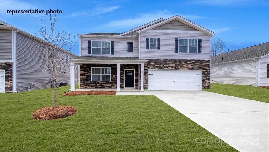 The Hayden is a spacious & modern two-story home. The home features five bedrooms, three ba  & 2 car gar, making it perfect for your new home. Upon entering the home, you’ll be greeted by an inviting foyer that leads to the center of the home. This impressive space features a large living room, dining area, recreational area, & well-appointed kitchen.The kitchen is equipped with a walk-in pantry, stainless steel appliances, and center island, providing a elegant space for culinary endeavors. The Hayden features a spacious primary suite, complete with two walk-in closets and en-suite bathroom with dual vanities. The additional three bedrooms share a full bathroom with dual vanities. With its luxurious design the Hayden is the perfect place to call home. Community offers pool, cabana, bocce ball, playground and walking trails in sought after location, close to Rock Hill and Fort Mill conveniences. REPRESENTATIVE PHOTOS