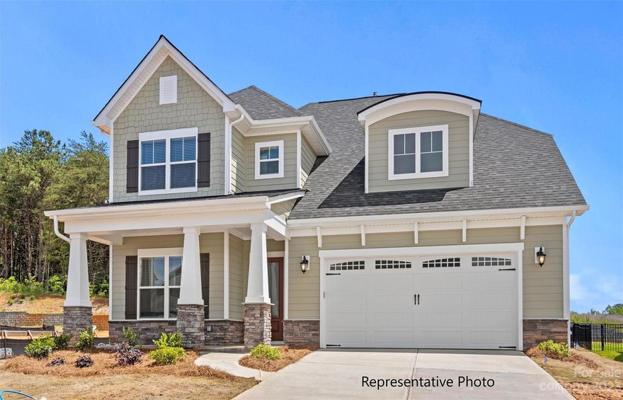 Elegant, primary suite down plan, with 10' ceilings down and 9' ceilings up. 8' height Interior/Exterior doors. Gourmet Kitchen with floor to ceiling cabinets, quartz countertops and large island with farmhouse sink that opens to Family Room with coffered ceiling, gas fireplace, and Dining Area opening to covered patio! Owner suite on main level, tiled walk in shower, double bowl granite countertops, large walk-in closet, & laundry room access. Study can be used as office or formal dining. Hardwoods throughout first floor (except owners suite). 2nd floor offers spacious loft for entertaining/fun. Secondary Bedrooms have walk in closets and Bedroom 2&3 have Jack and Jill bath. Photos representative & some details may differ. Options, colors, etc in MLS may change before or during construction or based on buyer selections, & may differ from final property on this site. Verify pricing/options w/builder rep