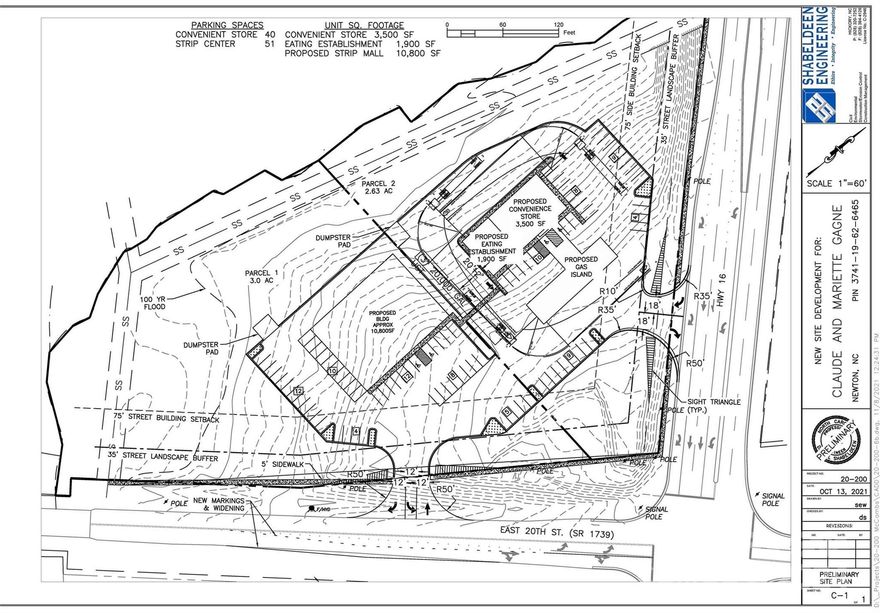 This Prime 3 acre commercial parcel in Newton, NC, boasts an enviable location at the intersection of East 20th St & NC Hwy 16 By-pass, with a staggering daily traffic count of 25,000+ vehicles per day, per Co Star. Hard signaled intersection. Situated in the Charlotte, Metro. Statistical Area, ranked 22nd in the USA, it offers a dense demographic of over 20,000 residents within a 3-mile radius and workforce of 18,000+in the same vicinity. Projected population & household growth +2.88% from '22 to '27 within 1-mile radius further enhances its investment potential. City approved for a 10,000 sf Retail store space. Water, Gas and Sewers are at the property. The adjacent 2.63 acre convenience store proposed parcel is available for separate purchase. Seller financing offered. Seller will subdivide the 5.63 acre parcel prior to closing. Agent has interest in the property.