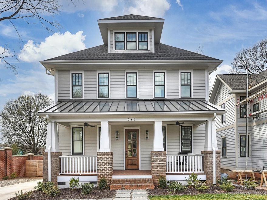 Adorable Elizabeth bungalow walking distance to coffee shops, restaurants and all that Elizabeth and Central Ave have to offer.  Charming rocking chair front porch welcomes you in this light filled home with hardwoods throughout, freshly repainted and move-in ready..  Guest suite/office on main, large family room with spacious chef's kitchen overlooking and expansive covered porch for year round entertaining with some of the best city views our Queen City Skyline.  Upper level has primary bedroom with 2 guest suites and private third floor with loft area and large bedroom/bonus with full bath.  Tons of storage in the walk-in attic areas.  Fully fenced in backyard makes this lot feel huge.  This home is being sold Fully Furnished.  Perfect opportunity as an executive rental or ready for a new family.  Agent is related to seller.