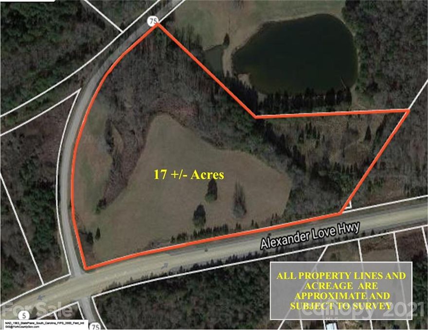 Nice commercial site in York SC located on a State Rd that sees heavy traffic on a daily basis! The land is a corner lot on the By-pass - Alexander Love Hwy and is only a short distance away from Hwy 321/Filbert Hwy. The tract is mostly cleared with some large hardwood trees on the back and side. There is a gentle rolling topo which makes development of the site an easy task. Great visibility and access from Alexander Hwy.  Within minutes of downtown York and easy access to Hwy 5, I-85 and I-77! Great location in a growing area!