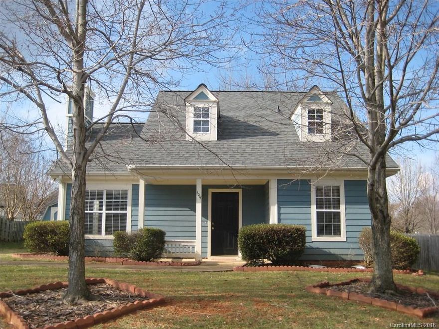 3 bedroom 2 bath ranch home in Mooresville Graded School District. The living area features an open floor plan, vaulted ceilings and fireplace. Large master suite with attached bathroom and great walk in closet space. Home has a nice patio out back, level yard and a detached storage building.