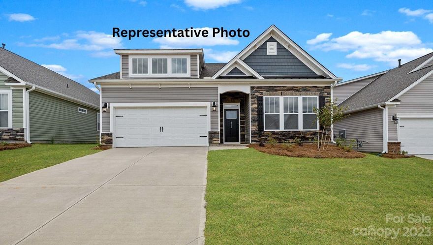 The Azalea is one of our MOST POPULAR ranch plans and is both traditional and modern with its open and functional spaces with large windows, covered back porch and lots of natural light. Walking through the front door into the main area is best described as WOW! The gourmet kitchen with its HUGE quartz island and countertops, double wall ovens and ceramic backsplash…all overseeing an AMAZINGLY open family room and dining space and a gas fireplace. Two secondary bedrooms and a full bath in the front of the home offer the perfect setting for visitors. Located in the rear of the home, the primary bedroom offers a trey ceiling and large bath, LARGE luxury shower with tile surround and seat and a generous walk-in closet. Upstairs living space includes loft, full bath and 4th bedroom Minutes from Lake Norman State Park and quaint downtown Troutman