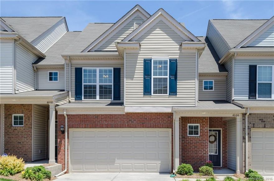 Charming 3 BR, 2 1/2 BA Townhouse minutes from SouthPark in desirable Park South Station! Open floor plan with custom upgrades, 2-car garage,fireplace,hardwoods on the main level. Granite counter-tops with SS appliances in the kitchen looking out to patio. Beautiful Master Suite with incredible walk-in closet and hall desk nook overlooking the rod iron staircase make this Home one to see! Neighborhood Pool, Clubhouse, and Gym add to the desire to be in this private/gated community. Come Quick!!