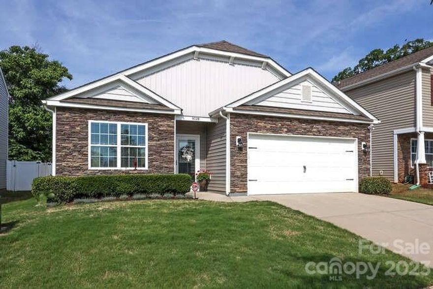 Beautifully maintained and hard to find one story home with 3 bedrooms, 2 baths and attached 2-car garage in lovely Chase View. Built in 2019, this home features a gracious foyer which leads into an open kitchen/dining area and family room with vaulted ceilings, gas fireplace and access to a lovely screened porch overlooking a beautifully manicured and fenced backyard. The kitchen features stainless steel appliances, generous cabinet & granite countertop space.  The owners suite has a walk-in closet and private bath with a dual vanity and separate garden tub and shower. Bedrooms #2 and #3 (bedroom #3 is currently being used as an office) are spacious with a nice hall bath which has a dual vanity and shower/tub combo. The 2 car garage has finished walls and nice storage shelves that will stay. This home is picture pefect and move-in ready!