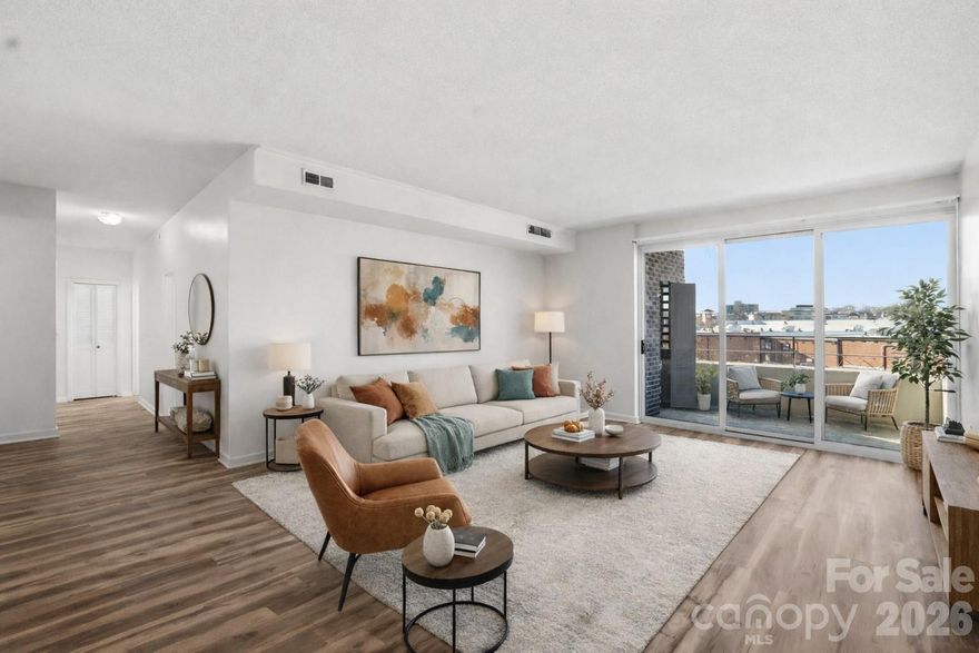 This unit presents an exceptional opportunity with its bright, open floor plan designed for both everyday comfort and effortless entertaining. Residents of The Kimberlee enjoy a truly carefree lifestyle, supported by an HOA that covers property taxes, internet, cable, water, and trash — along with a covered parking space. This comprehensive coverage makes ownership here one of the strongest values in the area.

Ideally situated just steps from Park Road Shopping Center, this beautifully maintained mid-century building blends urban convenience with timeless character. Enjoy immediate access to popular restaurants, cafés, boutiques, and entertainment, or connect to the Little Sugar Creek Greenway for a scenic route to Freedom Park and beyond.