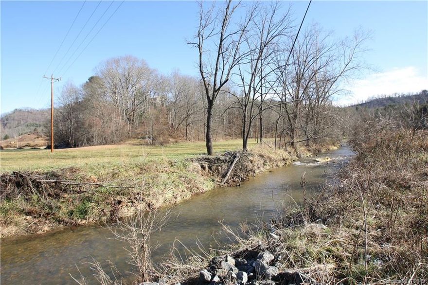Unrestricted .44 Acres in quiet Leicester, Sandy Mush creek runs through land with retaining wall built to prevent overflow onto land, many uses! (in a 100 year flood plain zone)