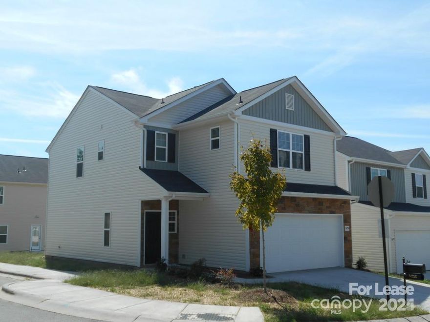 University area single family home .. 2 minutes to 485, close to lots of shopping and restaurants . 3 bedrooms, 2.5 baths. Large kitchen with black appliances. 2 car garage, corner lot with plenty of parking options. Pristine condition. Neighborhood ammenities include pool, playground and pond . RENT INCLUDES WATER, SEWER AND TRASH PICK-UP.