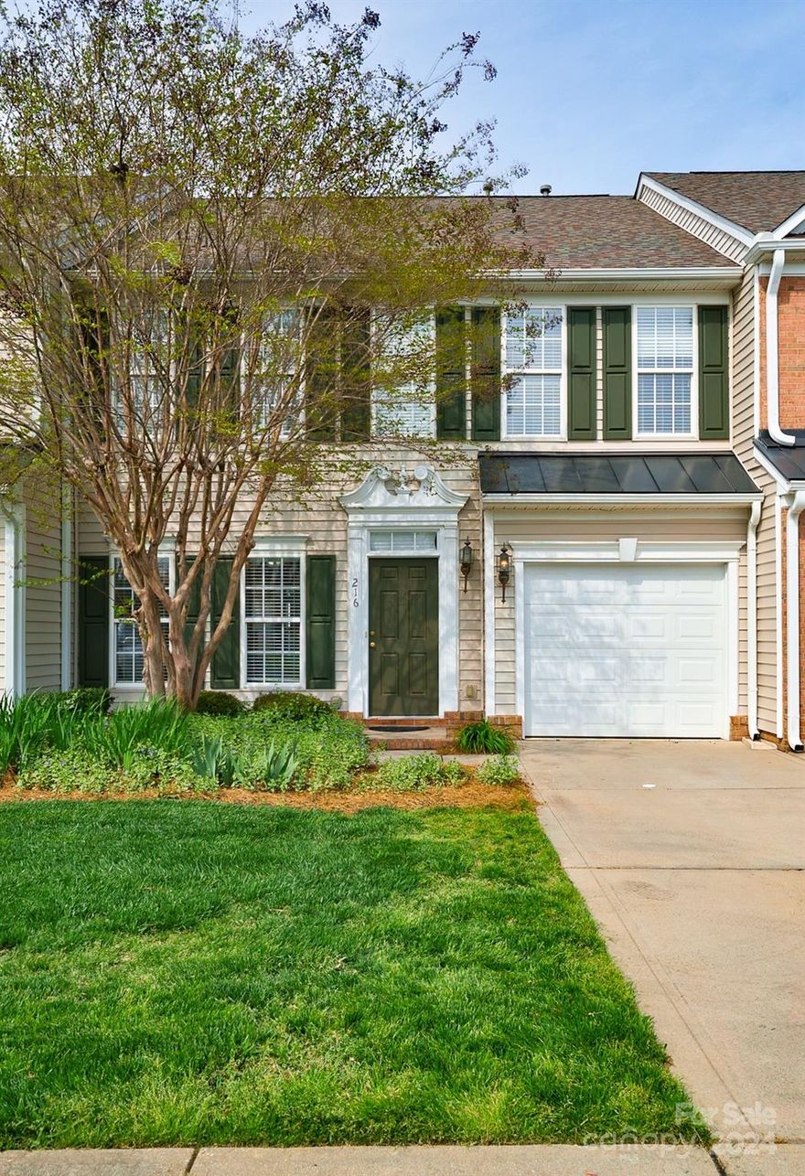Welcome to 216 Gold Leaf Circle in the Townhomes at Autumn Cove.  Enjoy the charm of lakeside living in this 3 bedroom, 2.5 bath home, just moments away from picturesque Lake Wylie. Boasting a great layout with 9' ceilings down, an open living space and large sunroom.  Enjoy the open kitchen with counter seating and breakfast area, as well as large dining area.  Large primary ensuite bedroom upstairs with two separate walk-in closets, primary bath with large garden tub and separate semi-frameless shower.  2 ample sized secondary bedrooms.  Rear patio with privacy fenced yard.  One car garage.  Plenty of open parking available.  Community pool and playground area, amble green spaces and available boat and rv storage.  Conveniently located near local amenities, shops and restaurants; CSD Community , Field Day Park and local schools.  Experience the tranquility of nearby Lake Wylie, an oasis ideal for both outdoor enthusiasts and those seeking peaceful relaxation.