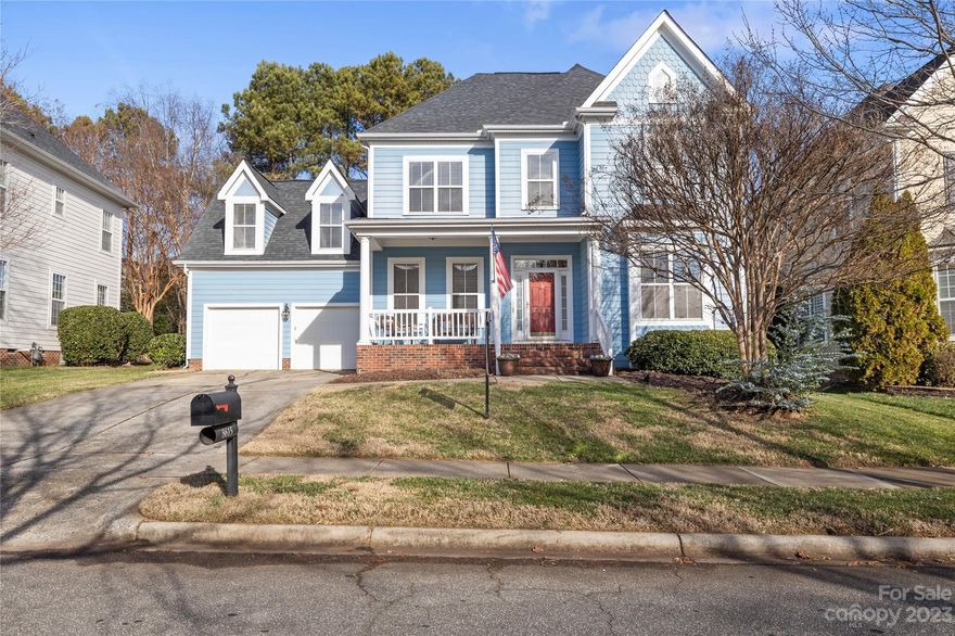 Welcome to 8615 Camberly Rd. This lovely home is just a stone's throw from parks, playgrounds, the neighborhood pool, Lake Norman, and the vibrant array of shops & restaurants at Birkdale Village. Gleaming hardwood floors guide you through an Office, Dining Room, and oversize Living Room adorned with a welcoming fireplace. The Kitchen is updated with stainless steel appliances, granite counters & lots of storage. The 2nd floor bonus room provides endless possibilities as a 4th bedroom, exercise room, etc. Relax in the updated primary bathroom. The 2-car attached garage ensures convenience, while the freshly painted interior creates an inviting canvas for your personal style. The private fenced in backyard invites you with a flagstone patio, fire pit area & a HUGE screened-in porch. All this and the sellers are offering a 1 year home warranty for your peace of mind. This isn't just a home; it's a place where relaxation & fun come together.  Make 8615 Camberly Road your home sweet home!