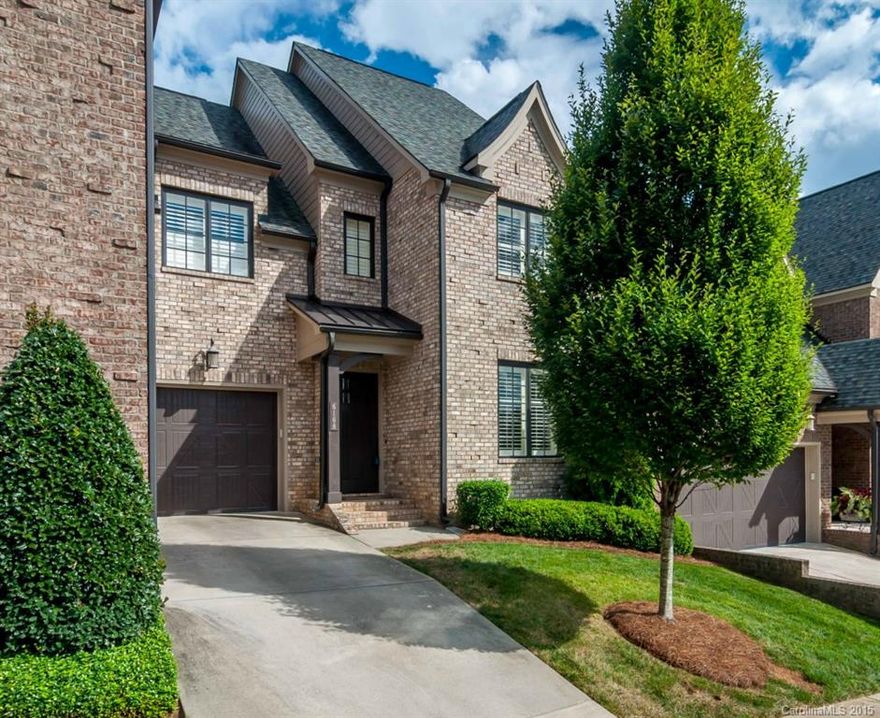 Gorgeous custom decorated townhome sits on perhaps the best lot in The Mayfair. Large secluded quiet lot w/ professional  hardscape/ landscape. Custom touches everywhere w/ plantation shutters, crown mldgs, arched doorway and one year warranty. High end finishes and in perfect condition. Gated community minutes from Southpark & Ballantyne. Draperies, rods and wall mirror in master bedroom do not convey.