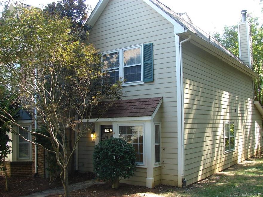 Nice End Unit Condo in a prime location of South Charlotte.  Two bedrooms both with full baths attached.  The whole condo was just professionally painted a neutral color, new white tile back splash, stainless appliances, four inch laminate wood floors downstairs.  There is a gas log fireplace in the family room and screen porch looking into a private back yard.  This was recently withdrawn from the market to do renovations and get ready for the market.