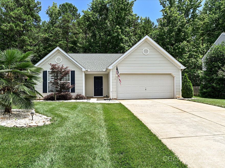 Lovely three bedroom two bath Ranch in Legacy Park.  Spacious Great Room has vaulted ceiling and fireplace. Updated Kitchen with gas stove. Owners Suite overlooking private rear yard has vaulted ceiling, roomy bath, and large walk-in closet. Two secondary bedrooms are at the front of the house. New LVP in Foyer and just updated hall bathroom.  HVAC December 2023. Backyard is fenced with property extending into the woods beyond the fence line. Amenity rich neighborhood with pool, indoor basketball, tennis court, pond, and playground.  Convenient to shopping, dining, medical, Ballantyne, and Fort Mill.  Award winning Indian Land Schools.