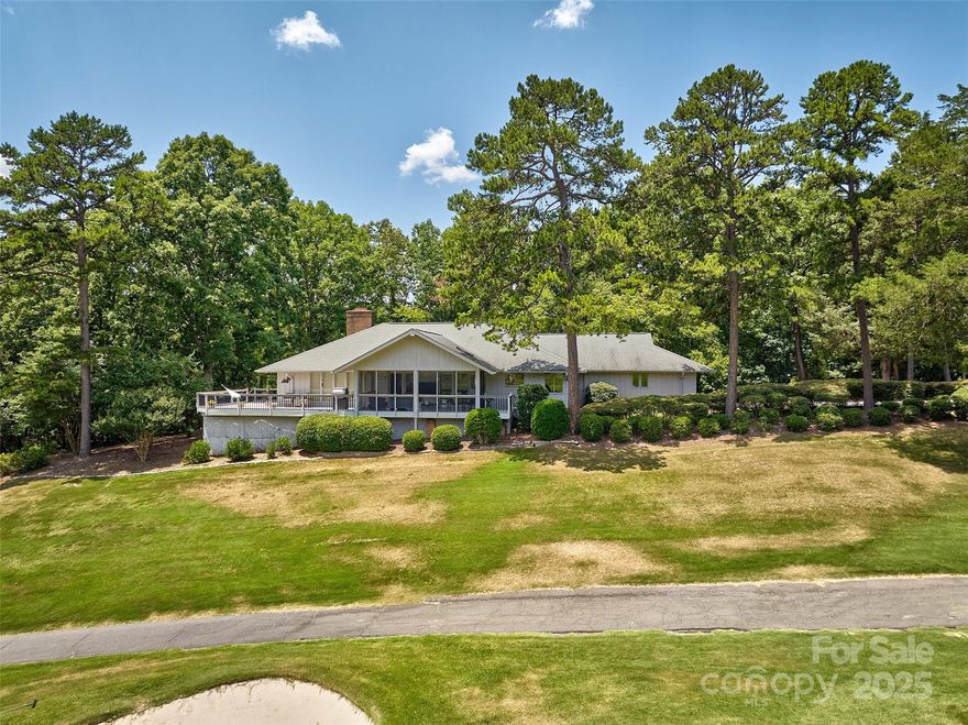 Sought after RANCH on the 2nd hole of the River Hills course!What views!Watch the golfers from your expansive deck or screened in porch. Updated ranch in the gated,waterfront & golf community of River Hills on Lake Wylie.  Great flow in the living areas and gas fireplace in great room and picturesque window to allow 180" views. The home offers oversized 2 car garage and additional garage in basement and massive unfinished space that could become more living area or awesome storage. Both updated bathrooms offer zero entry showers and home is handicapped accessible. Seller has motorized wheelchair. 4th bedroom can be office/study/flex space.Primary bedroom has ensuite bath and closet.The neighborhood offer miles of walking trails, country club with 18 hole course & 2 pools & dining, marina, waterfront park with picnic pavilion and sandy beach, playgrounds, gardens AND a dog park.  Marina and Club are separate memberships. Easy commute to Charlotte, Gastonia, Rock Hill and the airport.