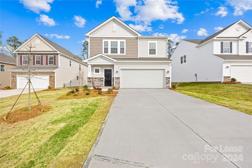 Brand new 4BR, 2.5BA home built in 2024, boasting 2,202 sqft. This master-down single-family home with a 2-car garage in Brightwater is available now! The open floor plan includes a family room with a fireplace, kitchen, a master bedroom, laundry room and a half bath. The second floor features 3 additional bedrooms, 1 full bathrooms, and a loft. The kitchen is equipped with white cabinets, quartz countertops, a large island, stainless steel appliances, a tile backsplash, and a gas cooktop.

This home is conveniently located near I-485, I-77, Palisades, Rivergate shopping center, Charlotte premium outlet mall, the Airport, uptown, Lake Wylie, and various excellent shopping, dining, and entertainment options.

Rent includes a refrigerator, washer, dryer, and HOA fees. Tenants are responsible for water, gas, electricity, and lawn maintenance. A credit check, background check, proof of funds, and an application fee are required for tenants aged 18 and over.