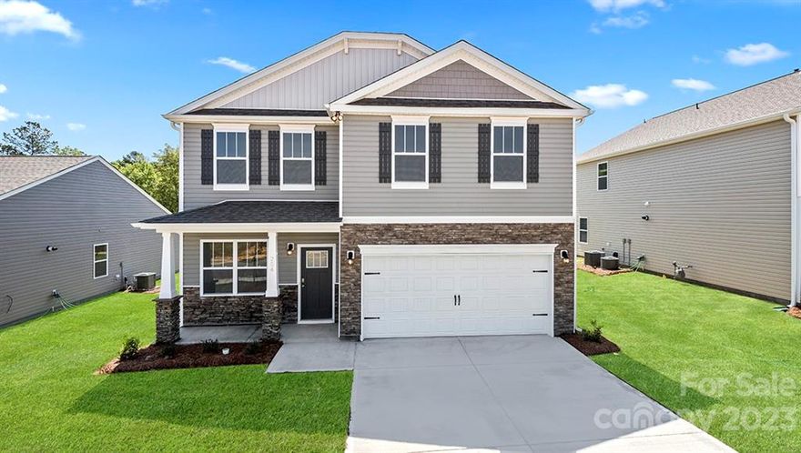 BEAUTIFUL NEW CONSTRUCTION NEIGHBORHOOD just released in highly desired location of Dallas! This home includes 30" kitchen cabinets, granite countertops LED lights, Upgraded Mohawk Divinity flooring on the first floor and large owners suite. Stainless Steel appliances including microwave, dishwasher and electric stove. Primary Bedroom  offers Cathedral ceiling with a large walk in closet. Spencer Mountain neighborhood is conveniently located HYW 85 exit 20 New Hope RD exit. Located 25 minutes from Uptown Charlotte and five minutes from I-85 and the mall! This home is an incredible value with all the benefits of new construction and a 10 yr. Home Warranty! Home Is Connected smart package included has programmable thermostat, Z-Wave door lock and wireless switch, touchscreen control device, automation platform, video doorbell, and Amazon Echo and Echo Dot. All home features are subject to change without notice. Internet service not included.