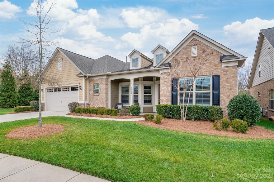 **Multiple offer situation. Seller is asking for the HIGHEST AND BEST by 5PM on Saturday 1/27**Homes rarely pop up in this small centrally located Marvin community. Situated in a quiet 55+ neighborhood in a  cul-de-sac, it is close proximity to walking trails, Blakeney, Stonecrest, Rea Farms and the Waverly shopping centers. A quick stroll across the street gets you to the local Starbucks too. This home has been lovingly cared for and appears to be just like new. The oversized garage is great for storage. The elongated outdoor patio keeps your feet dry and stable while you enjoy the outdoors. This home is easy to maintain as lawn maintenance is included. HVAC is covered under and extended warranty from Parks Heating and Cooling through April 2027. Other upgrades include plantation shutters, a whole home water filter and a hot water recirculation kit for faster hot water.