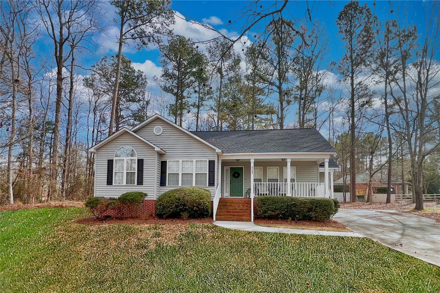 Charming ranch home on a large lot.  Vaulted living area, spacious dining room and huge kitchen with all new appliances! Open floorplan and great location! All bedrooms are roomy and bathrooms have been upgraded with new vanities. Home has been freshly painted with neutral colors and new lighting fixtures have been added. Backyard is wooded and privacy is all yours for the taking!  Major systems updated: New roof 2022, Water heater 2021, Deck 2021.