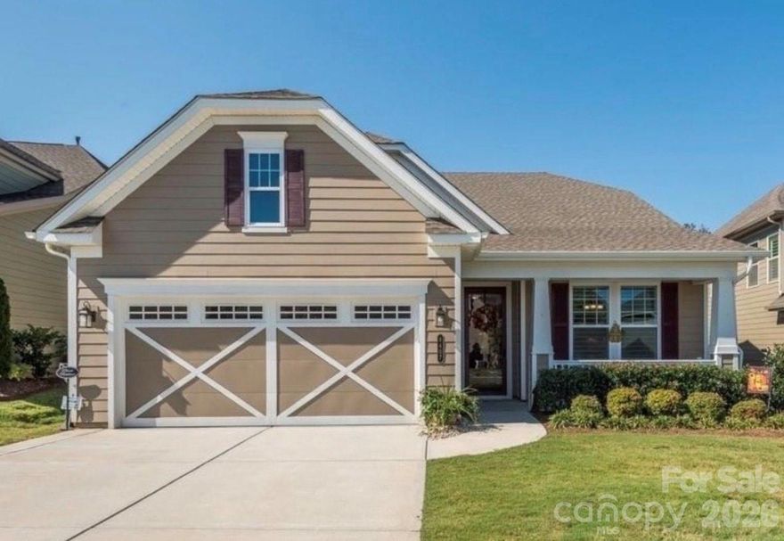 Welcome! Situated on a premium lot and located just minutes from the heart of Mint Hill, major interstates, and the best of Charlotte! Cresswind is a 55+ community that offers comfort, connection, and low maintenance living; plus, a relaxed lifestyle where you can enjoy what matters most! Upon entering the foyer, you immediately notice the meticulous condition! Featuring engineered hardwoods, the chef's kitchen offers granite counter-tops, tile backsplash, gas stove-top, farm sink and lighted pantry. Generous great room with plantation shutters is ideal for friendly gatherings, and the 3-season sunroom is the perfect way to start your morning with a cup of coffee or tea! Or enjoy an evening BBQ on your Weber Gas Grill under the Awning. Spacious primary bedroom with en-suite bathroom includes trey ceilings, remote controlled darkening shades and his/her walk-in closets. Power outage?? No problem because this home also has a Generac Generator! HOA includes basic lawn maintenance, basic cable and security system. The irrigation system uses water pumped from the pond so no additional cost to your water bill. Kitchen refrigerator, washer and dryer, and curtains will convey. Along with all Patio and Sunroom furniture. Epoxy Garage Floor plus 1.200 pound weight load shelving and tankless water heater. Please call listing agent with any questions.