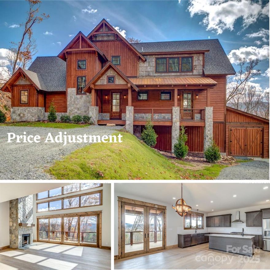 Price Reduced on this new construction home in the Lodges at Eagles Nest, located in The Village, offers a neighborhood feel with luxury mountain homes. The Bitterroot design boasts large windows with mountain views, a dual-entrance front porch, and an open-concept layout featuring a stone fireplace, cathedral ceilings, stainless steel appliances, granite island, and custom cabinetry. The main level includes a primary suite with vaulted ceilings, a spacious bath, and a walk-in closet. Upstairs, a loft overlooks the living area, accompanied by two bedrooms with individual sinks and toilets, sharing a shower/tub. The backyard is perfect for a firepit. This gated community provides top-tier amenities such as an ATV garage, trails, a clubhouse, winery, tennis courts, and fishing spots. Conveniently located near Banner Elk and ski resorts, the home is ideal as a rental or private retreat, with short-term rentals allowed. This home would make the perfect mountain escape.