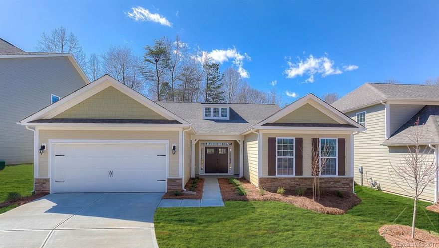 Beautiful OPEN concept ranch plan features brick-accent & Hardiplank siding, open floor plan, hardwoods, Open dining and kitchen, granite countertops throughout, 11' family room ceiling w/gas fireplace. Trey ceiling in master bedroom, large walk-in closet, dual vanities, separate garden tub and ceramic tile shower in master bath and large secondary bedrooms. Extended 2 car garage and much more. Representative photos.