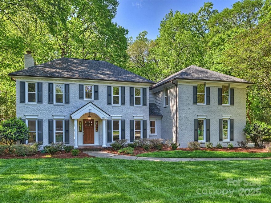 Welcome to this beautifully updated Huntcliffe home, offering 5 bedrooms, 3.5 baths, hardwood flooring throughout main and upstairs hall. Enjoy the brand new expansive bonus room featuring wet bar and a private flex room or possibly 6th bedroom. This was a very well thought out design and truly makes this home complete. Open floor plan from the expansive eat in kitchen to family room with stone wood burning fireplace.  Large windows grace this area with marvelous natural light. Private office area and exquisite primary suite on the main. Nicely sized laundry room with drop zone off garage entrance. Enjoy the new covered rear porch and lower patio while overlooking the private fenced yard. Full brick storage building in rear offers countless possibilities.  A remarkable home in a very desirable location of Charlotte. Bonus room and den/flex space/ possibly 6th bedroom.  Showings start Sat 4/12/25. Please note there is also an open house Sat 4/12/25 from 1pm - 3pm