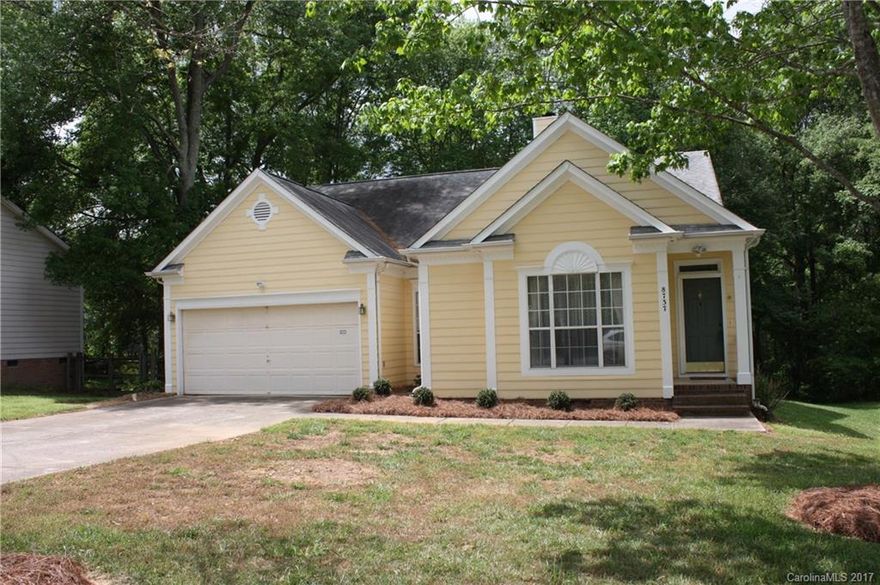 Beautifully maintained one owner home..Move in READY! Split bedroom plan offers greatrrom with gas logs, lighted bookcases,formal dining, large kitchen w/ island and breakfast area leads to enclosed back porch (Permited) and large large deck..Vaulted ceilings throughout , tray ceiling in MBR, walk in closet.  Mbath offers dual vanities, sep. shower and garden tub.  Huge rear yard with mature trees and lots of privacy. Fresh paint in out roof 2010.  Located 1 mile from I485 and shopping center.