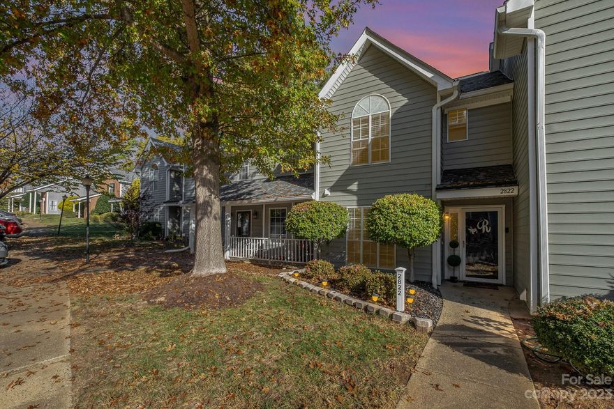 Welcome to your new home in the desirable Firethorne neighborhood of Charlotte, NC! This charming 2-bedroom, 2.5-bath townhome offers the perfect blend of comfort, style, and convenience. As you step inside, you'll immediately notice the spacious living room, wood floors, and a cozy fireplace. Upstairs, you'll find two generously sized bedrooms with vaulted ceilings, and each with its own private bath.The outdoor space features a private patio and is perfect for enjoying your morning coffee. It also has an exterior storage room. The home is in a great location, convenient to shops and restaurants. It will not last!