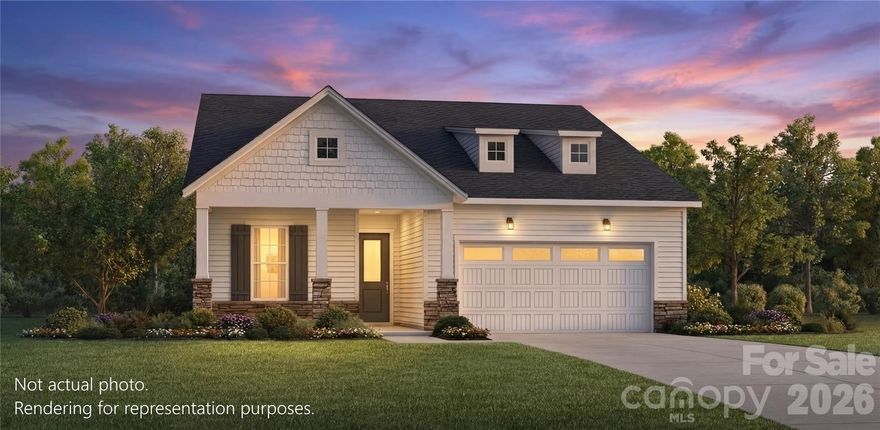 The casual dining area is adjacent to the spacious kitchen with butler's pantry and provides a convenient & intimate setting for entertaining. It overlooks the covered porch with stone, gas log fireplace, ideal for enjoying those outdoor times. The spacious great room is perfectly situated to host large gatherings. Create your ideal living space with the generous flex room located on the first floor. The lovely primary bedroom offers a comfortable retreat and a lavish bath. A 2nd floor flex room with adjacent guest bedroom with walk in closet and full bath offer private accommodations for your guest. Located in The Pines at Sugar Creek, a vibrant 55+ community designed for low-maintenance living and an active lifestyle. Community amenities are underway & include a pool, spa, pickleball, tennis & bocce courts, fitness center, clubhouse & more. Pricing reflects the base home price, structural options and homesite premium only. Design upgrades are not included, for a limited time, buyer can select their own interior features. Prices subject to change.