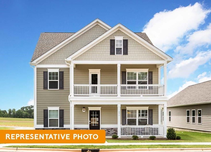 The Charleston is built for the way you live, this incredible design starts with a welcoming front porch and 2nd-floor balcony. The spacious Charleston floor plan features 4 beds / 2.5 baths. Chef's dream kitchen features gas stainless appliances, granite countertops, 42" white cabinets, an EXPANSIVE island, a tile backsplash, and pantry. 
Live in style in your beautiful primary suite, including dual vanities, a garden tub, and a tile shower. With one of the larger lots in the community, there's plenty of room to play and entertain. There's also a rear entry two-car garage plus parking for 4! Homeowners enjoy a perfect blend of quiet suburban lifestyles with walkable access to Locust Town Center and a host of shopping, dining, and entertainment options.