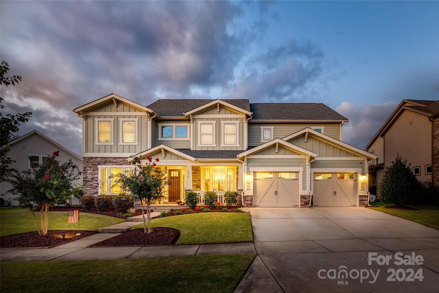 Stunning home in Masons Bend! Enjoy the spacious patio featuring a gas firepit surrounded by elegant gas lanterns, complete with surround sound, and a large, inviting covered porch. The gourmet kitchen is a chef’s dream, with granite countertops, stylish backsplash, kitchen island, gas cooktop, wall convection oven/microwave and coffee bar. The family room showcases a beautiful, coffered ceiling, gas fireplace, and hardwood floors extend throughout the main level, primary bedroom, and upstairs bonus room. Surround sound is in the main living areas, dining room, office/living room, back porch, and bonus room. The upstairs primary bedroom has two spacious walk-in closets with large primary bathroom that features dual vanities, tiled shower, and bathtub. Additional upstairs features include 3 secondary bedrooms, 2 full bathrooms, spacious bonus room and laundry room. The oversized garage provides plenty of room for projects. Don't wait schedule a showing today!