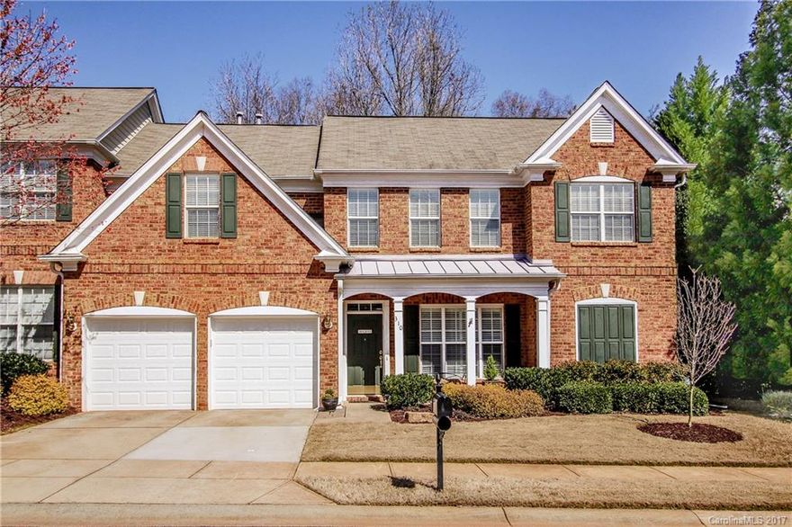 Sought after Avington end unit, open, spacious & bright. Enlarged fenced & private courtyard backing up to woods. 2 sty foyer, formal dining rm, vaulted great room w/fireplace & wall of windows. Mstr Br on main w/ new luxury bath. Custom walk in closet. Lg kitchen w/breakfast area, oven, microwave & dishwasher replaced. Loft & 2 spacious br's up. Plantation shutters on main.  Both A/C units replaced 2010, hot water heater '14.   Walk to downtown Matthews & Greenway.   Possession June 10.