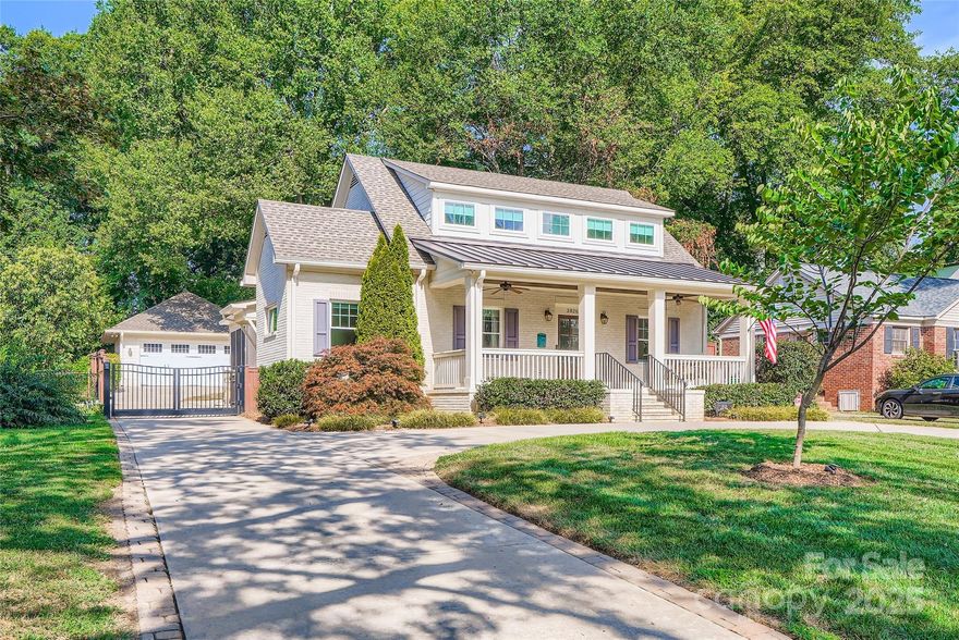 This custom built Myers Park gem is ready for it's next owners! The well maintained home is a stunning example of urban upscale living and has too many features to mention. The thoughtful landscaping and the curb appeal are highlighted by a spacious front porch and a large circular driveway perfect for lots of guests. Inside, the open floor plan and spacious rooms make for extremely flexible living.  On the main floor, there are two office/den spaces, a beautiful bar area, dining room, screen porch with skylights, and a light filled great room with fireplace. The gorgeous kitchen has tons of storage and is perfect for entertaining. Upstairs, the relaxing Primary Suite has a walk-in closet, flex space, and vaulted ceilings. Some of the other features include a 2-car detached garage, hot tub, and an automated driveway gate.  The home is in an ideal location close to shopping, dining, schools, the greenway, and Uptown Charlotte. Don't miss this one -See attached Matterport Tour and Video!